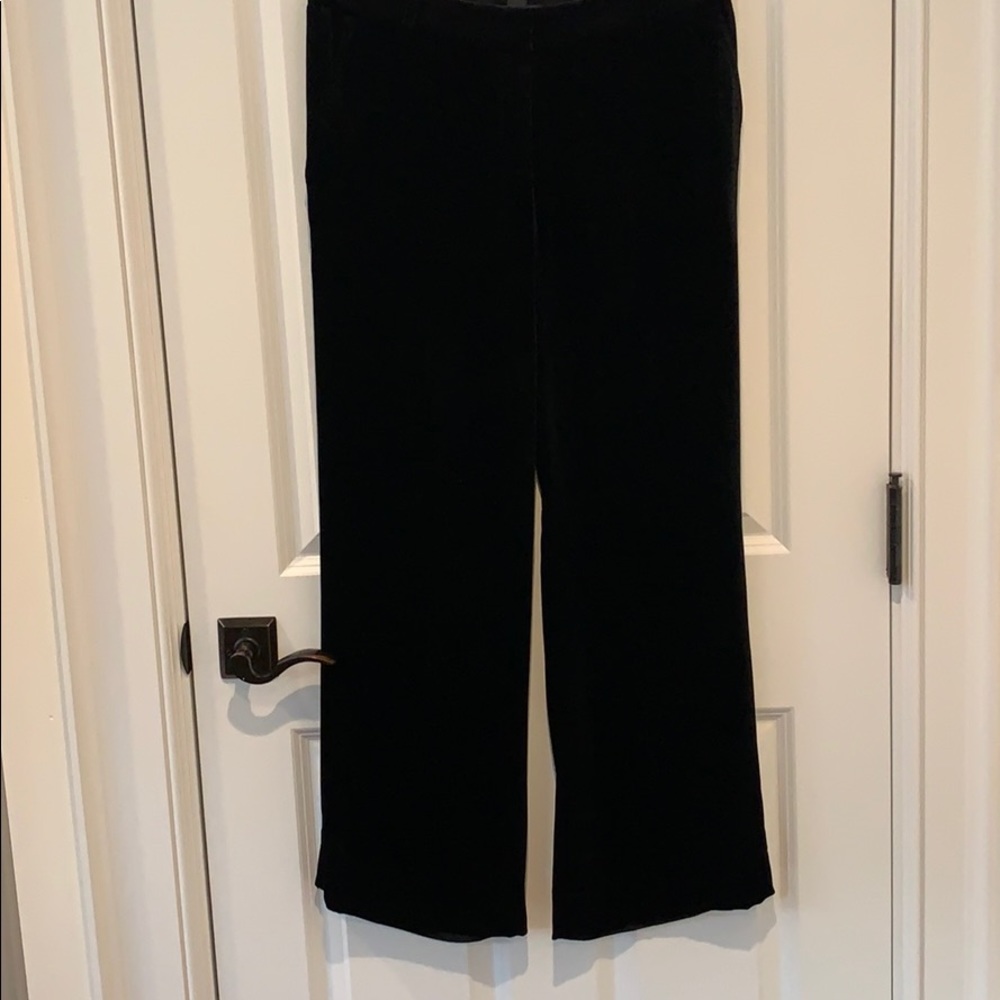Per Se black velvet straight leg pants